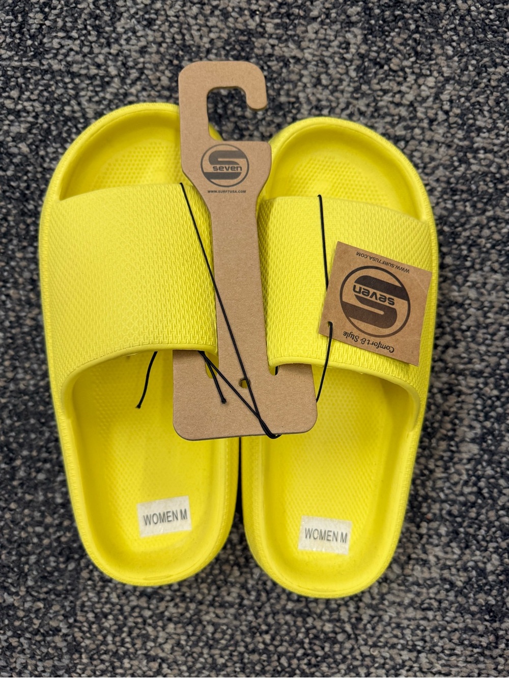 Seven7 Yellow Women's Slide Sandals with Wide Strap